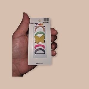 Pastels Butterfly & Pastel Hoop Hair Clip Set - Yellow, Green, Pink, White, Gray